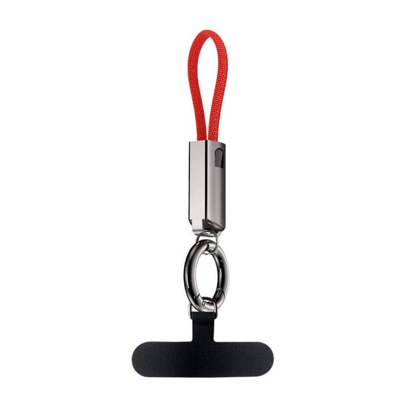 Red PD60W Type C Fast Charging Cable with Lanyard and Mobile Phone Hook - Image 1
